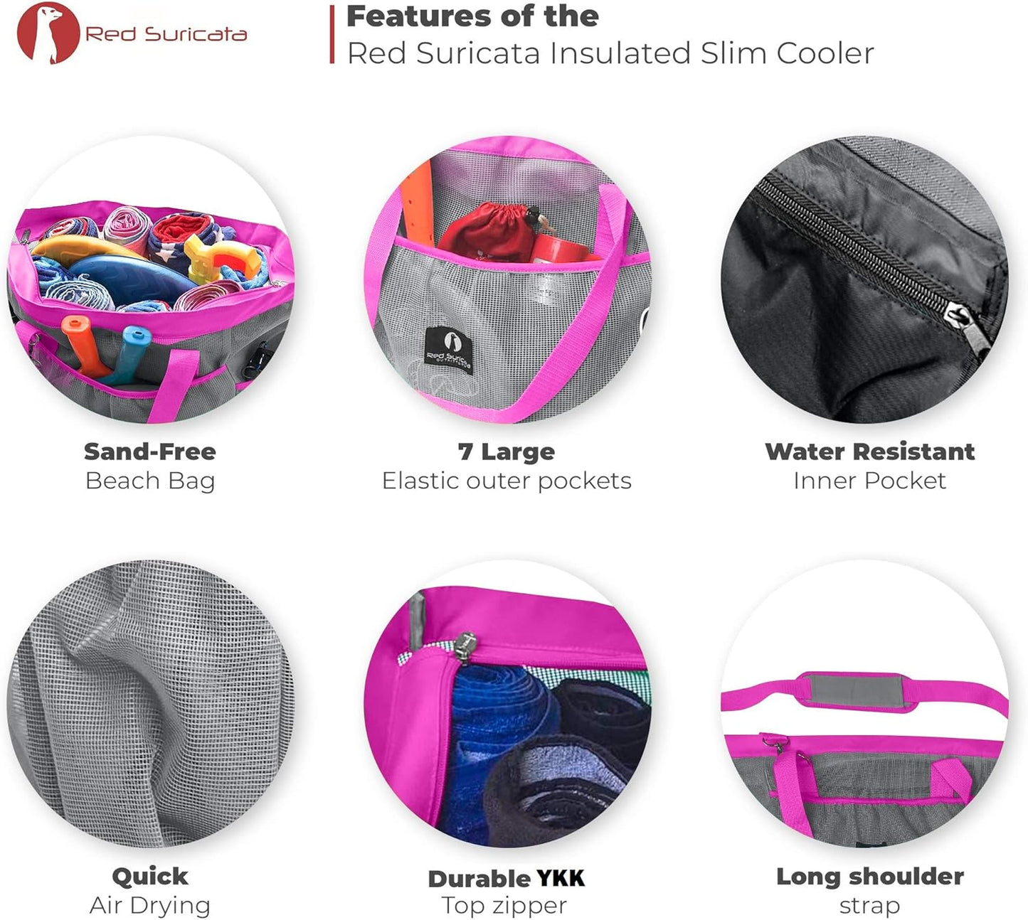 Netz-Strandtasche, Grau/Rosa