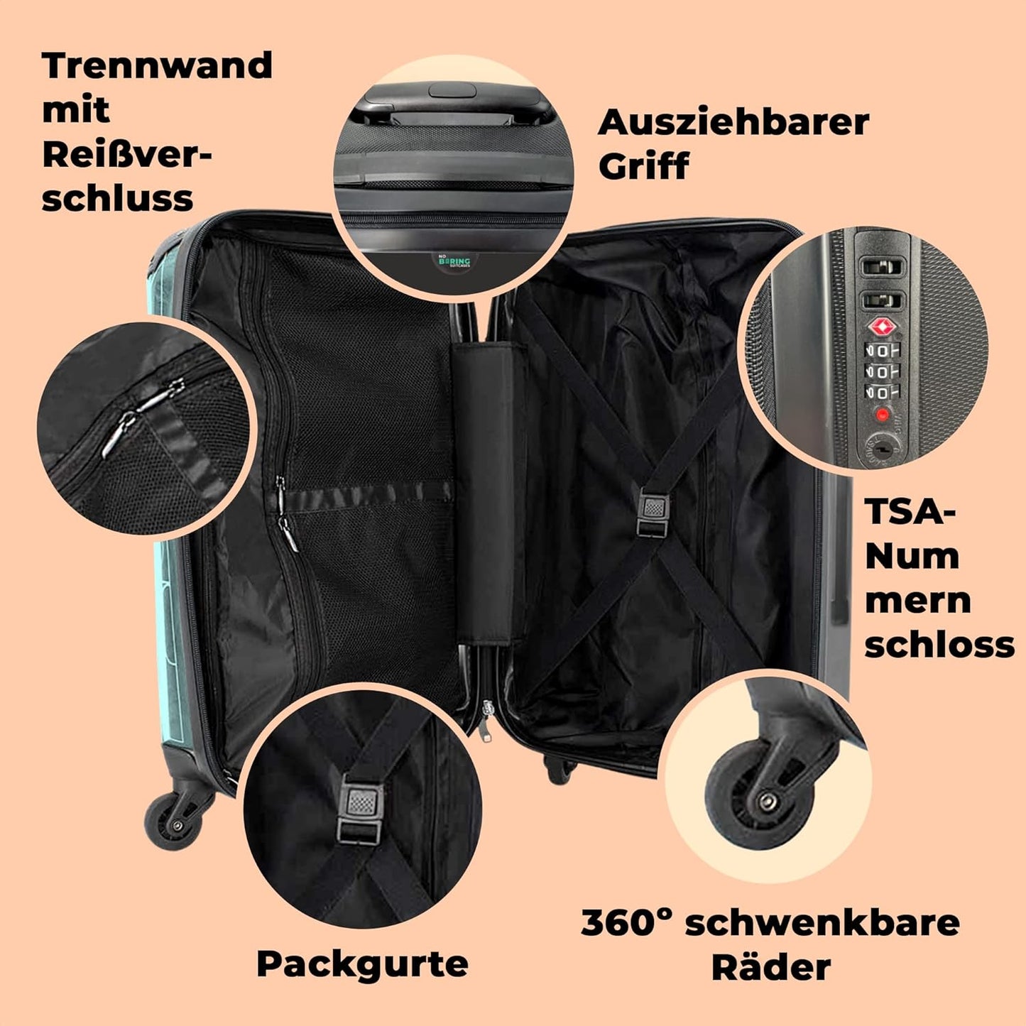 Grosser Trolley-Reisekoffer mit 4 Rollen (72 Liter)