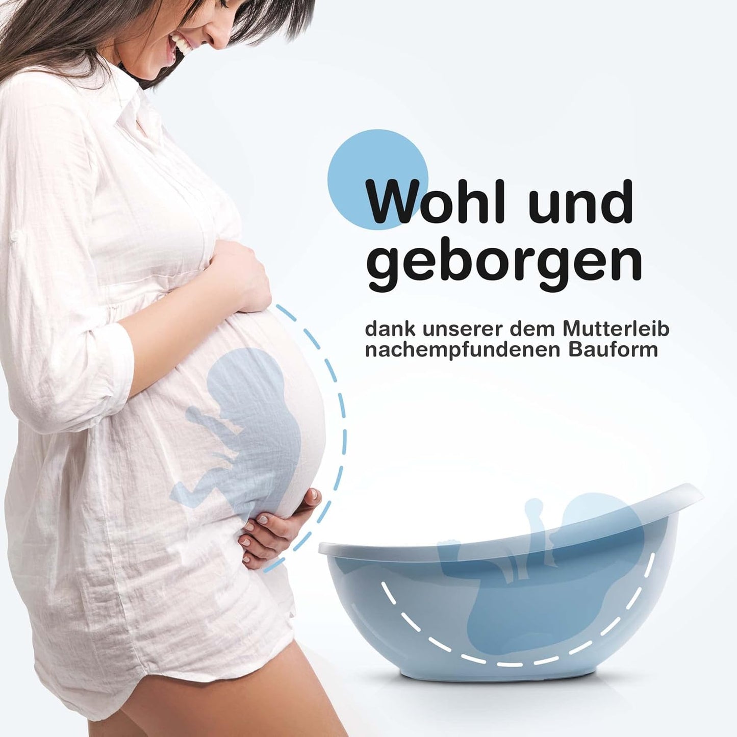 Badewanne mit Neugeborenen-Einsatz, blau