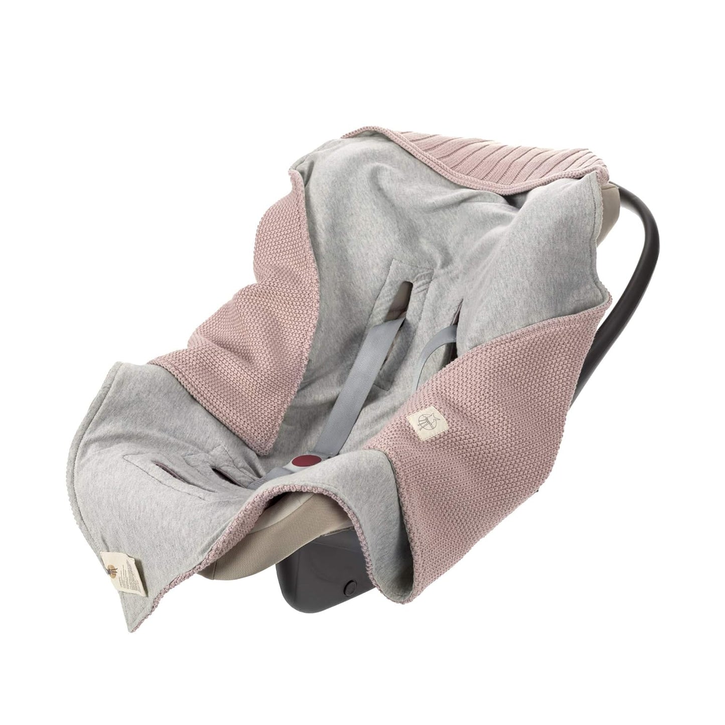 Baby Strickdecke für Autositz und Babyschale, für 3-Punkt-Gurtschlitze, Dusky Pink