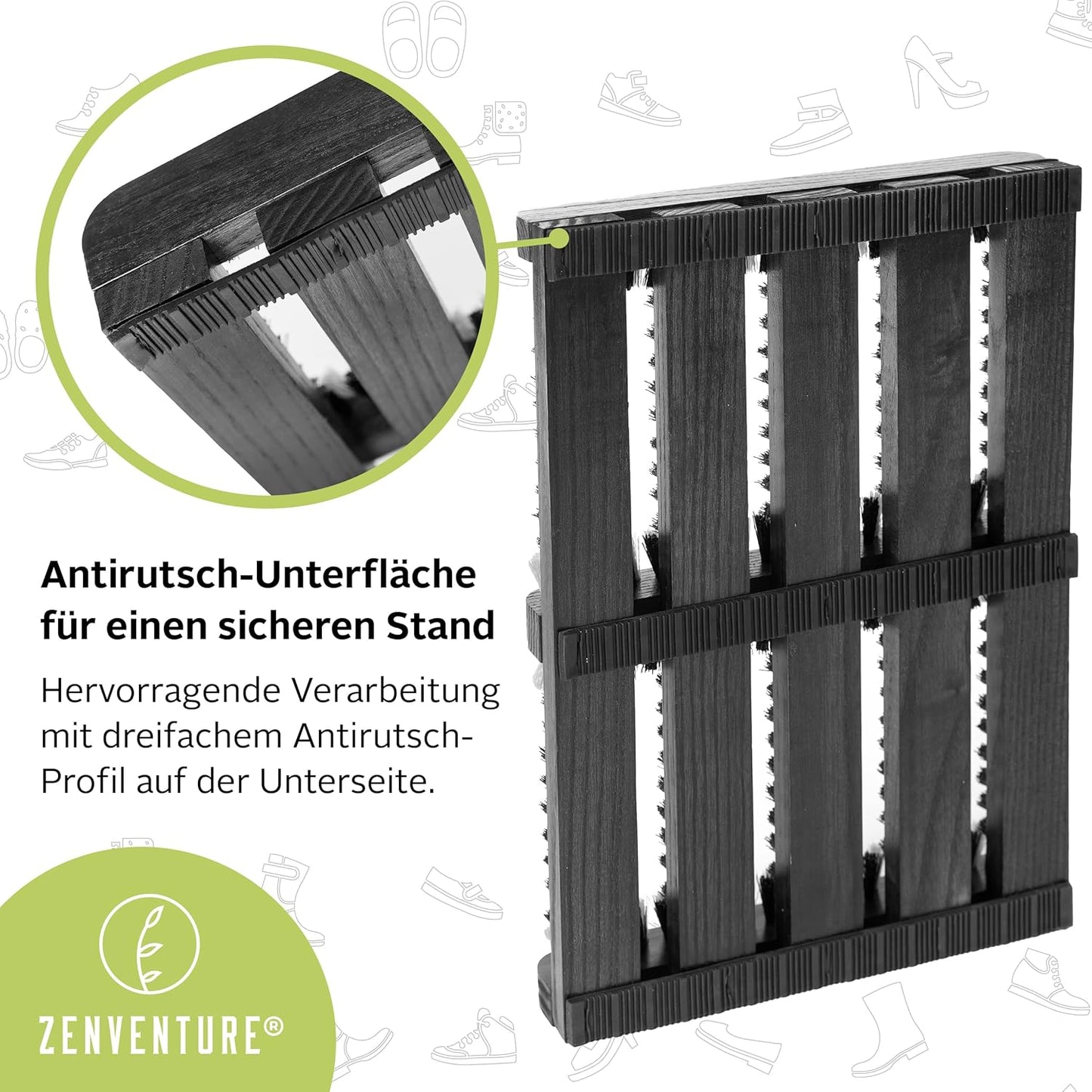 Robuster Schuhabstreifer aus Weissdorn-Holz, Schwarz