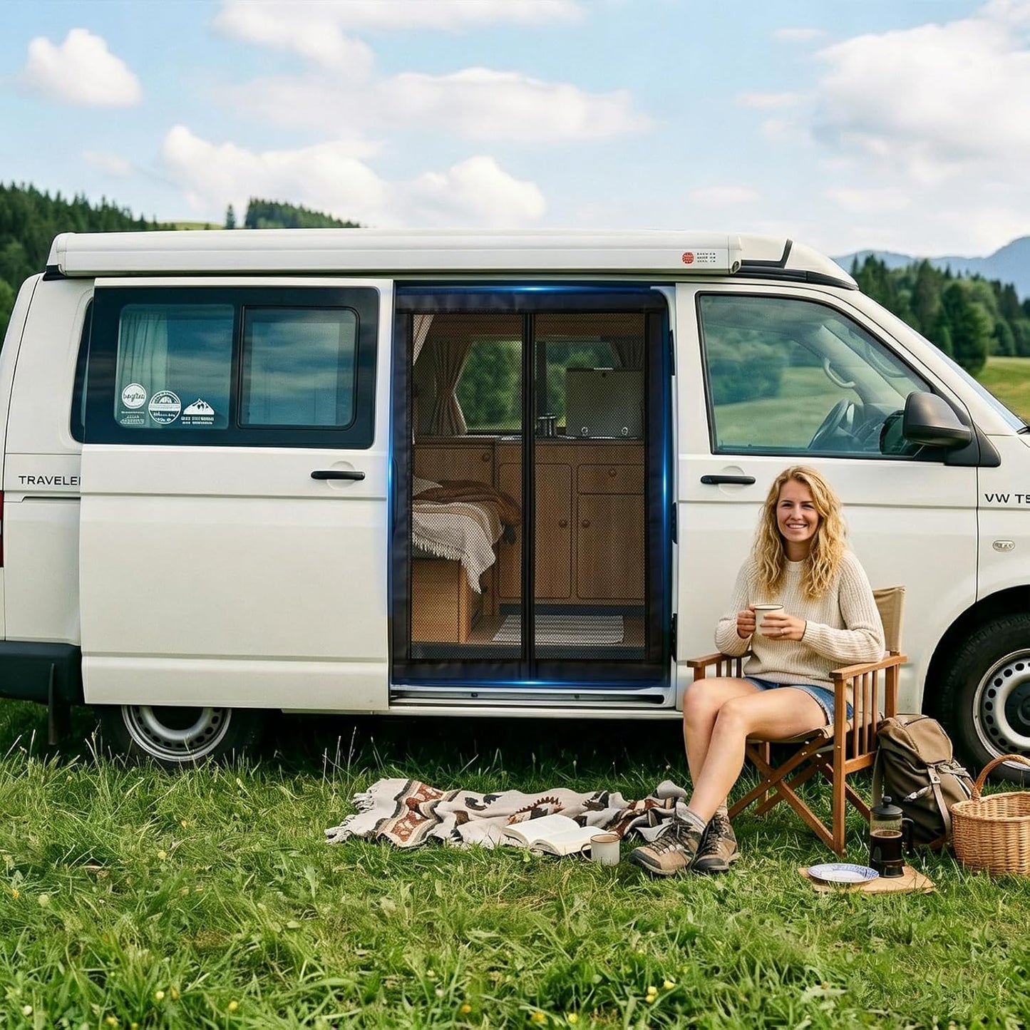 Magnetisches Moskitonetz für VW T5 und T6 Schiebetür, Schiebetür