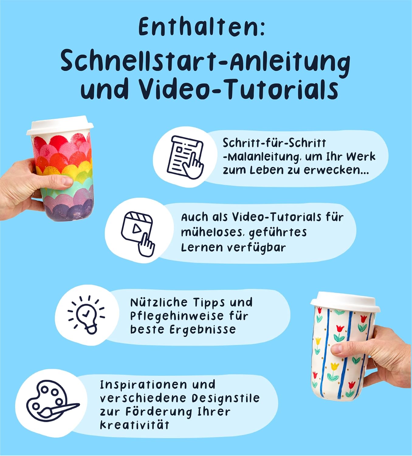 DIY Keramik-Bemalen-Set mit Reisebechern, 2er-Set Reisebecher