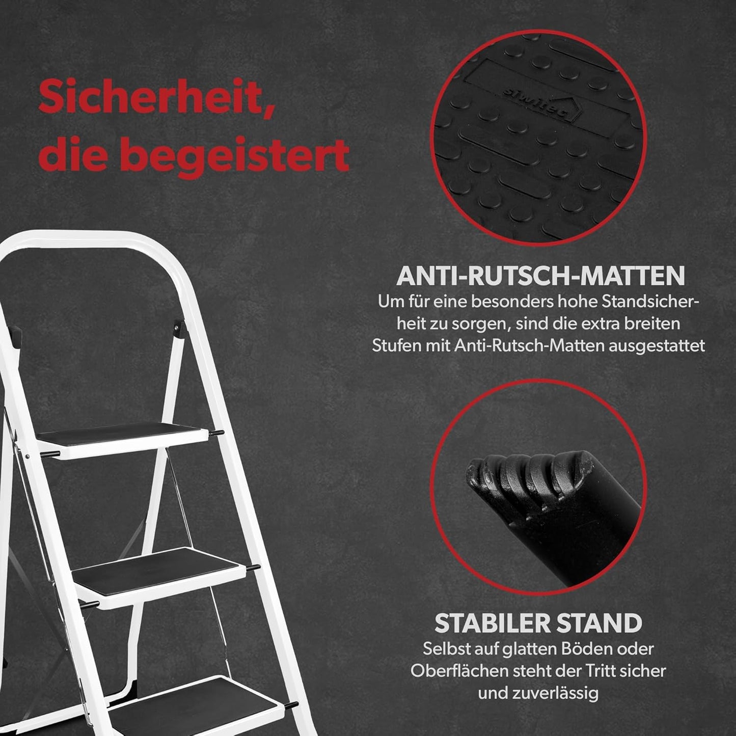 Klapptrittleiter mit 3 Stufen, 3-stufig Weiss