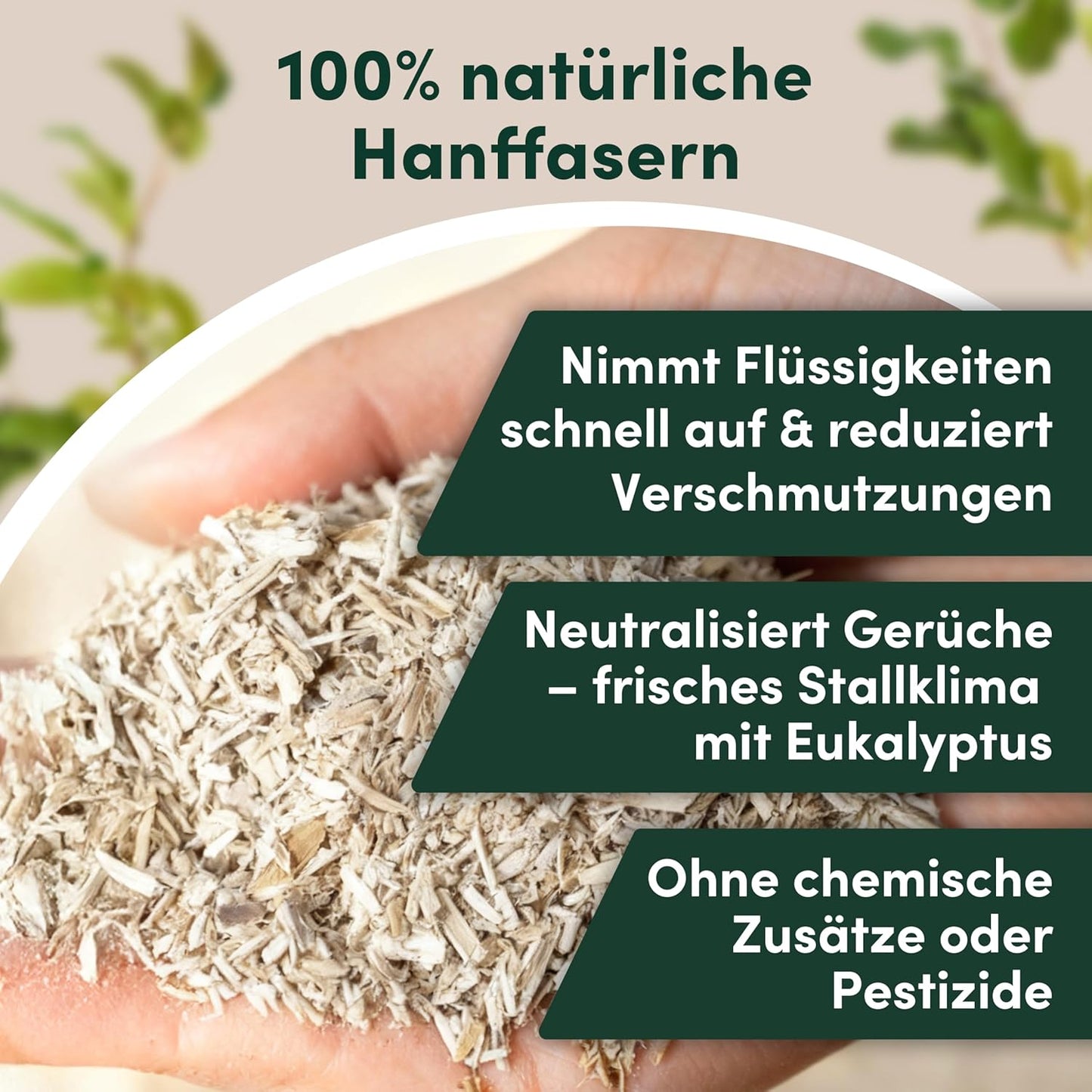 Hanf-Einstreu mit Eukalyptus, 14 kg