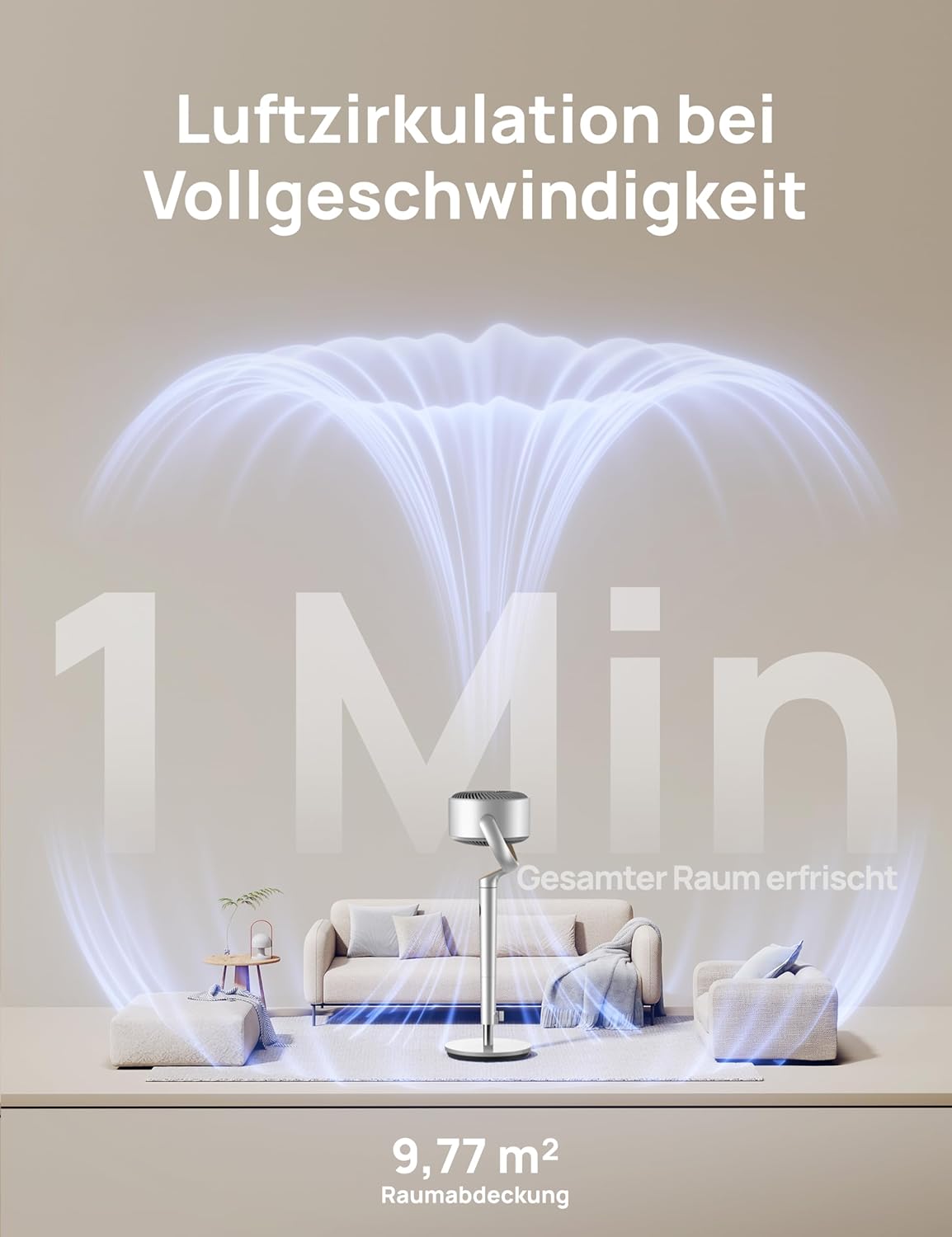 Smart Standventilator mit RGB Light, Silber