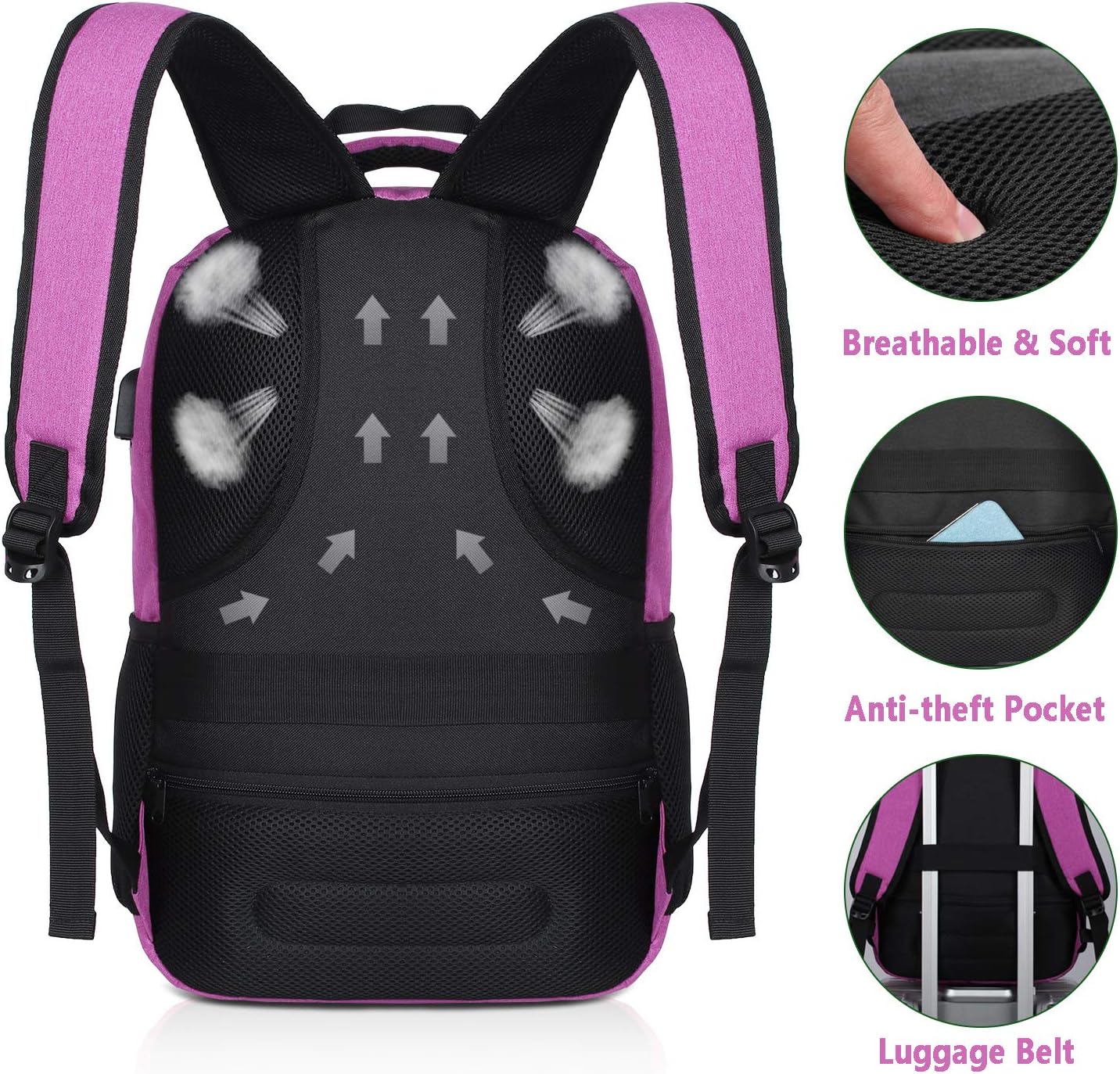 Schulrucksack mit Laptopfach, 15.6" Lila