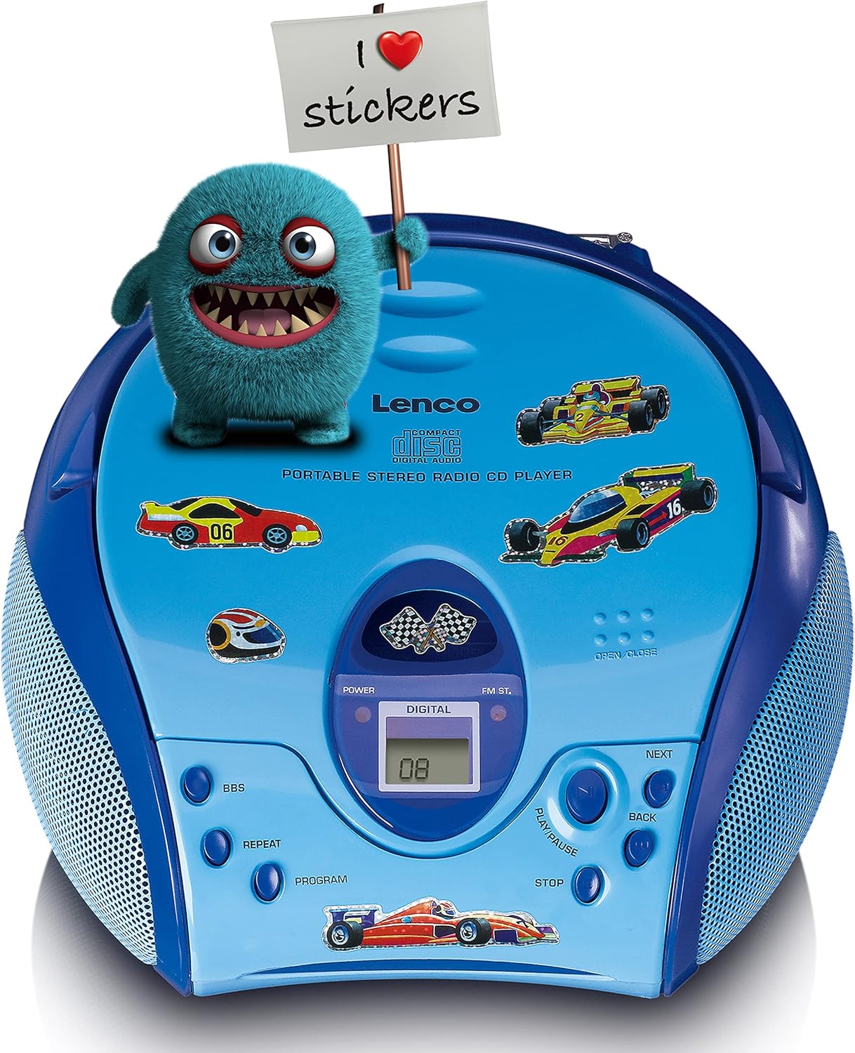 SCD-24 CD-Player mit Aufklebern, Mit Aufklebern Blau