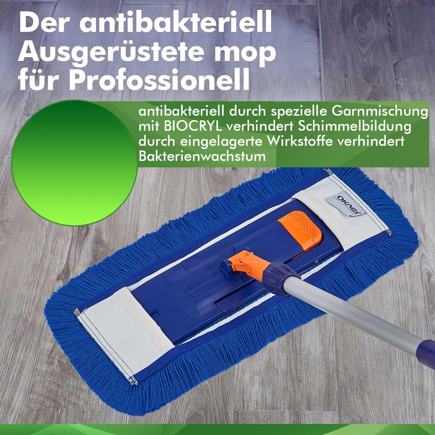 10er-Set Wischmoppbezüge für Trocken- & Nassreinigung, 50 cm Bezug Blau