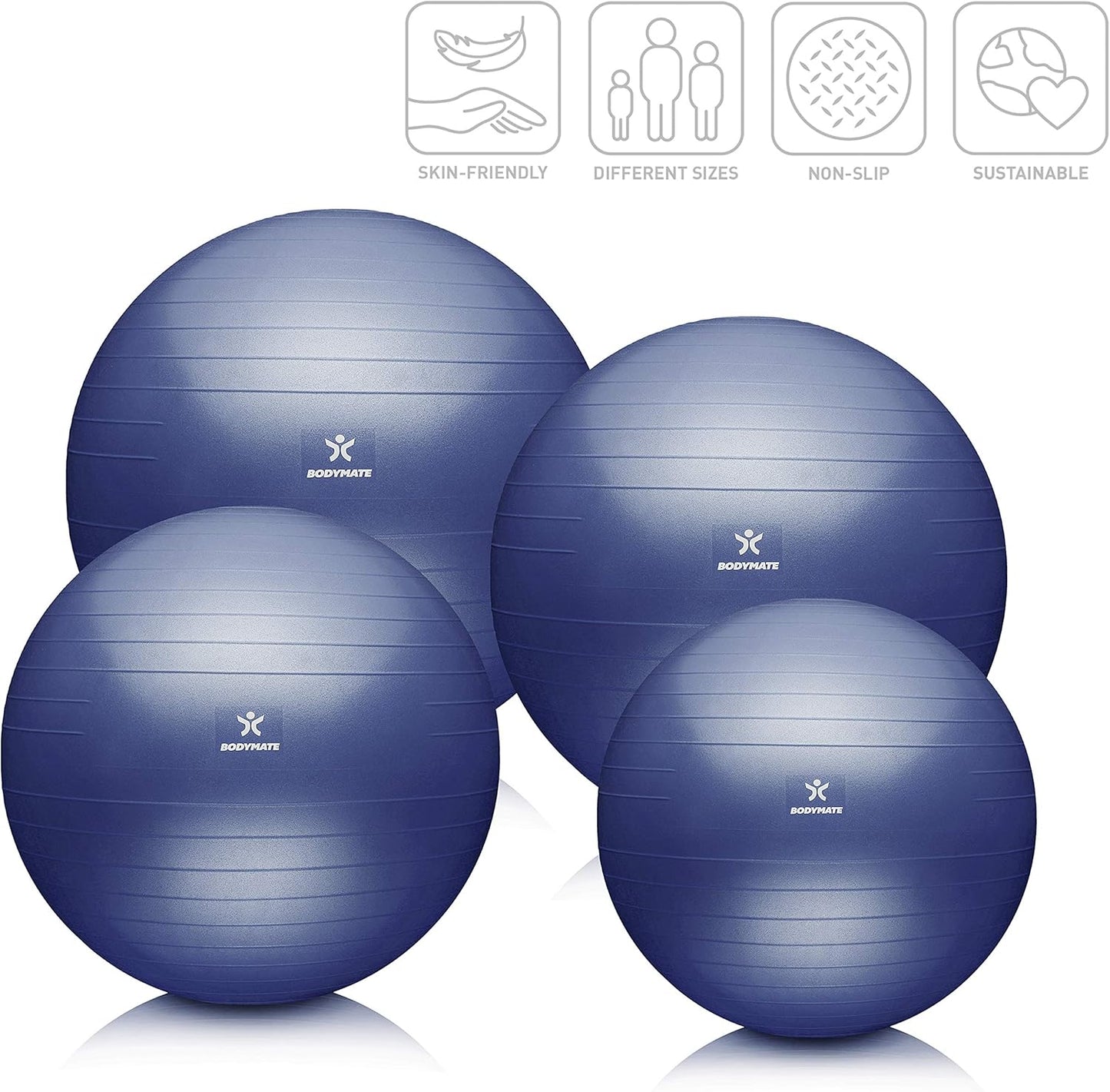 Gymnastikball Sitzball 85 cm (für grosse Personen), Navy-Peony 85 cm (für Körpergröße ab 186cm)