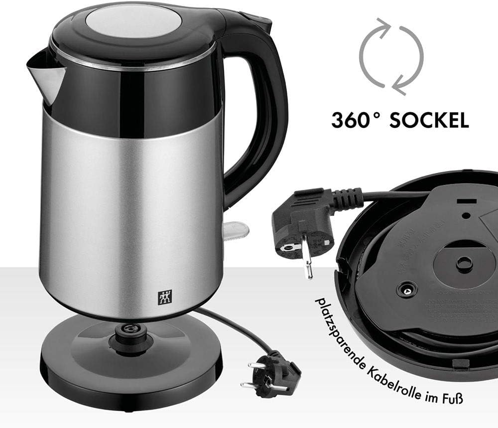 Edelstahl Wasserkocher 1,2L, Silber/Schwarz