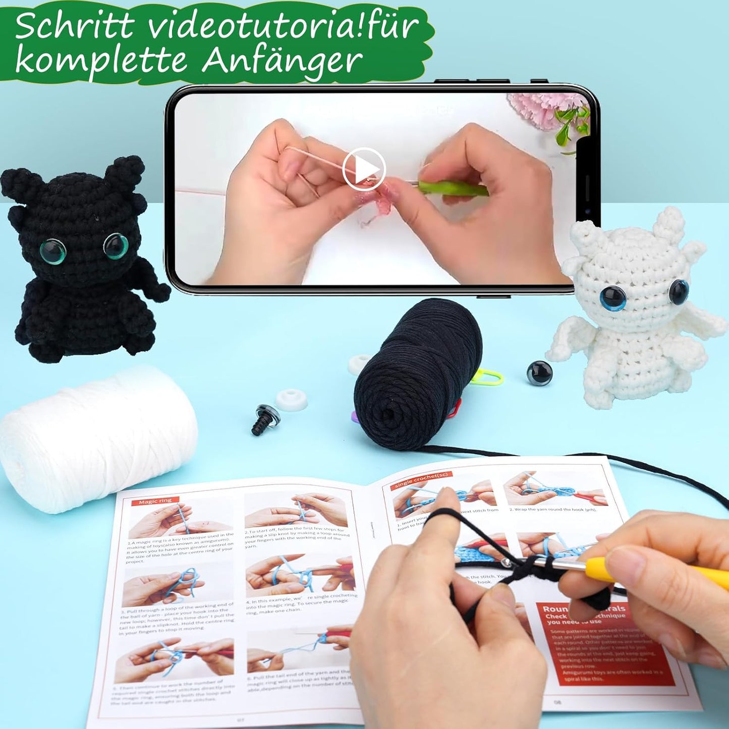 Häkelset für Anfänger 2 Drachen