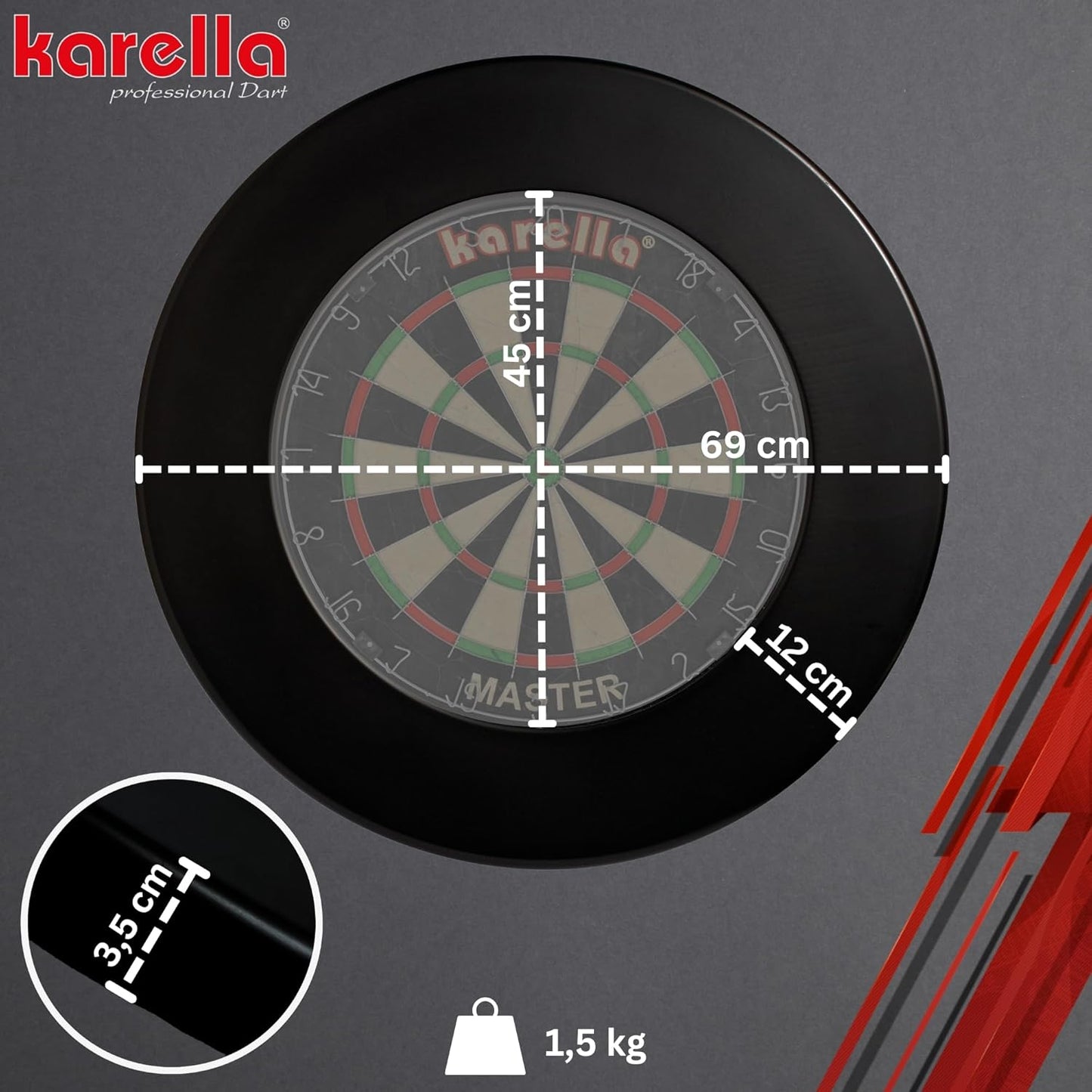 Dartboard Surround, Karella Catchring schwarz