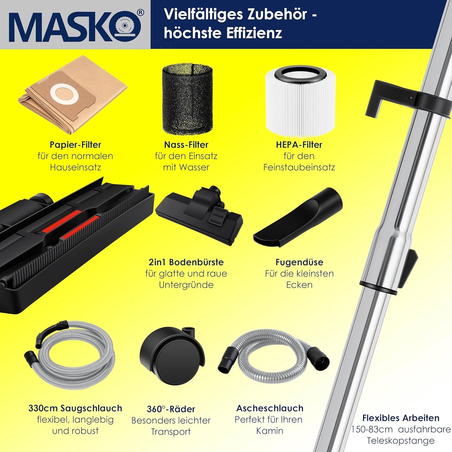 Industrie-Staubsauger mit Blasfunktion, Grau