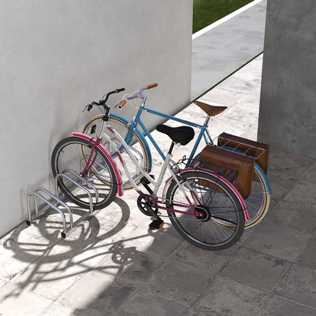 Fahrrad-Aufstellständer für 2 Räder, Für 2 Fahrräder, Silber