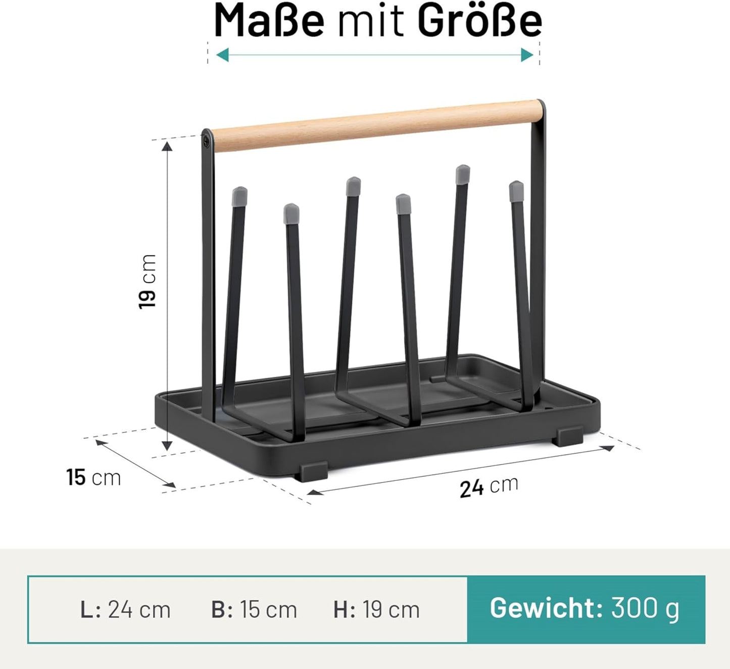 Abtropfgestell für Flaschen, Schwarz