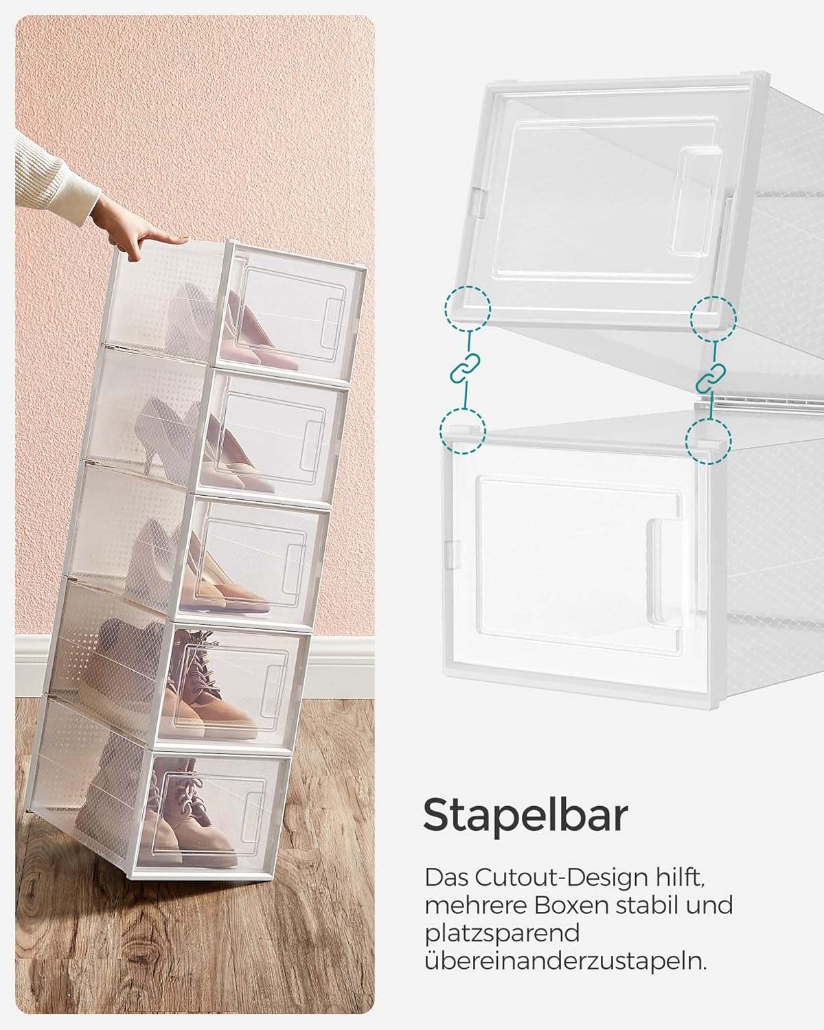 Schuhboxen-Set (12 Stück, faltbar und stapelbar), 12