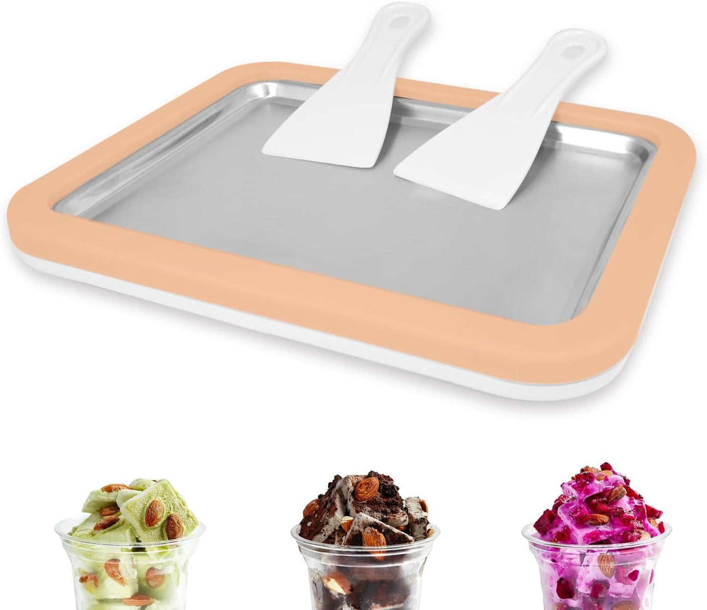 Eisplatte für DIY Eisrollen mit Spateln, Orange