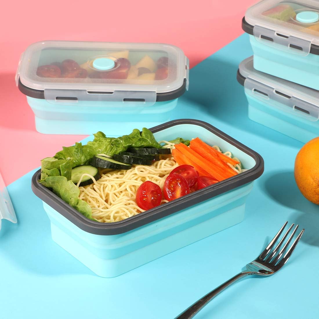 Lunchbox Set, Blau und Grau