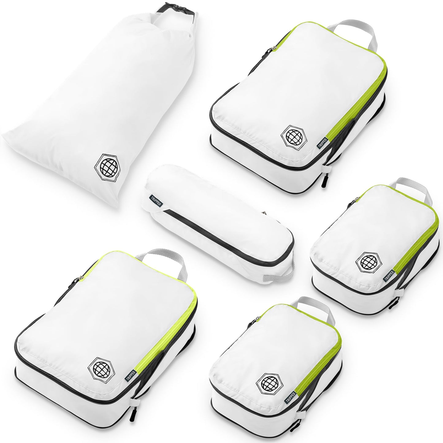 Kompressions-Verpackungswürfel-Set, White/Green 6Piece