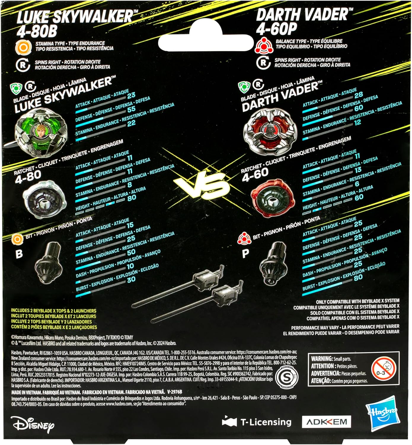Beyblade X und Star Wars Collab Luke Skywalker 4-80B vs. Darth Vader 4-60B Multipack, Set, LUKE SKYWALKER VS DARTH VADER MULTIPACK