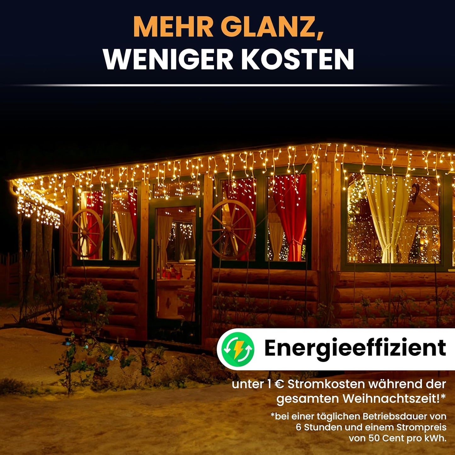 Eisregen Lichterkette mit Timer und Flash-Effekt (6 m, 240 LED), 6 m - 240 LED