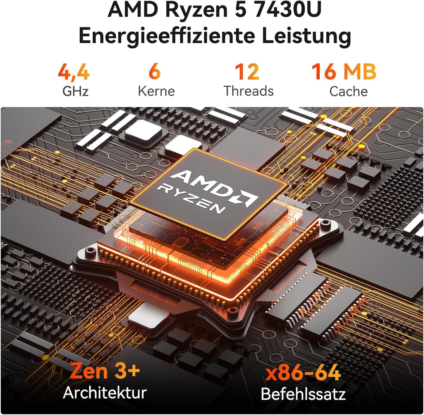 Mini PC A5 Pro mit AMD Ryzen 5 und Quad Display, R5 7430(16GB+1TB)