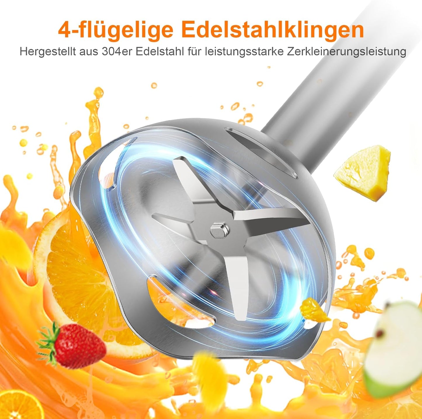 Stabmixer mit stufenloser Geschwindigkeitsregelung, 6.5 cm (L) x 6.5 cm (l) x 40.5 cm (H) Schwarz/Silber