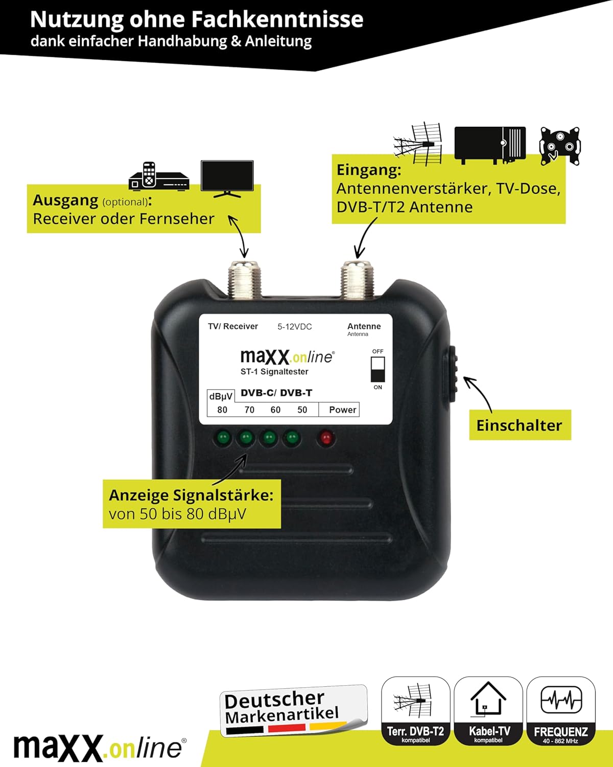Signaltester für DVB-C/DVB-T Kabelfernsehen