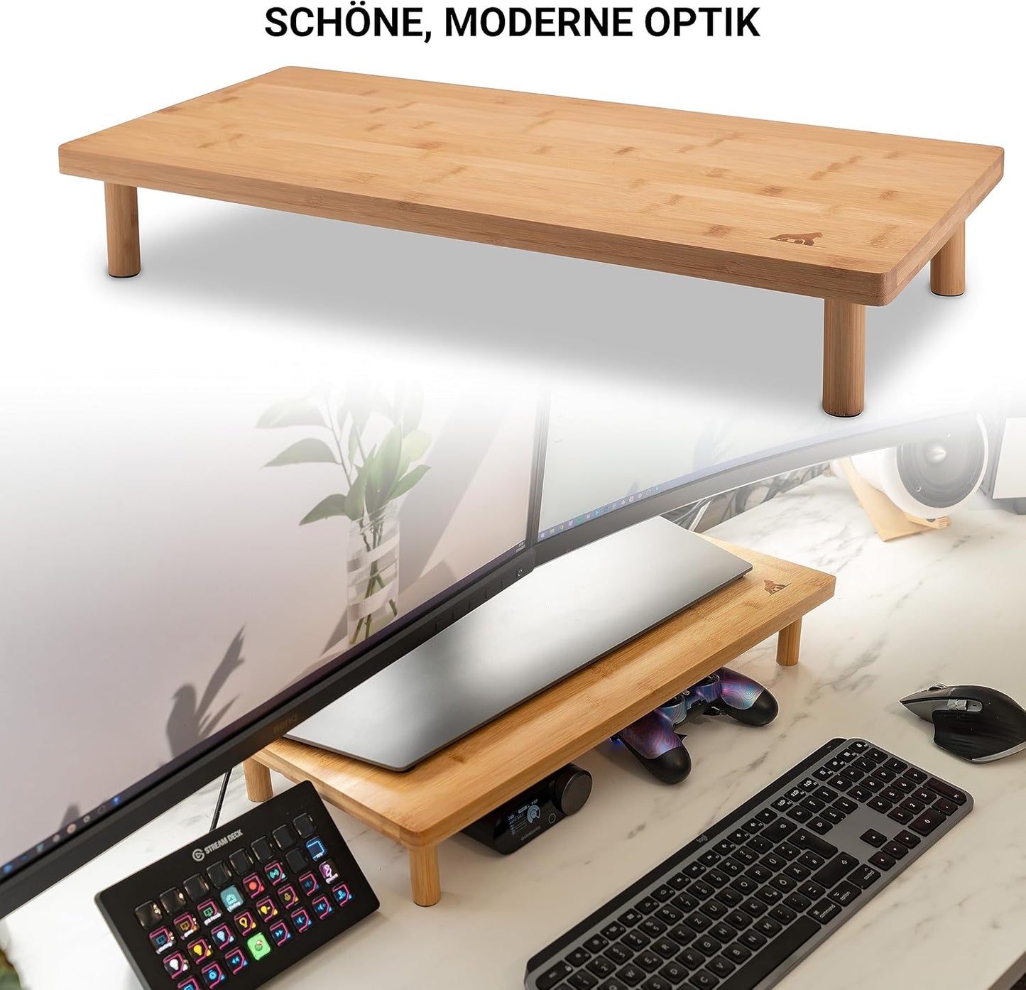 Ergonomischer Monitorständer aus Bambus
