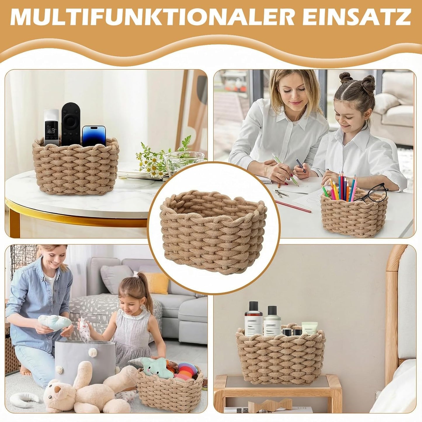 Geflochtene Aufbewahrungskörbe (3er-Set), Braun