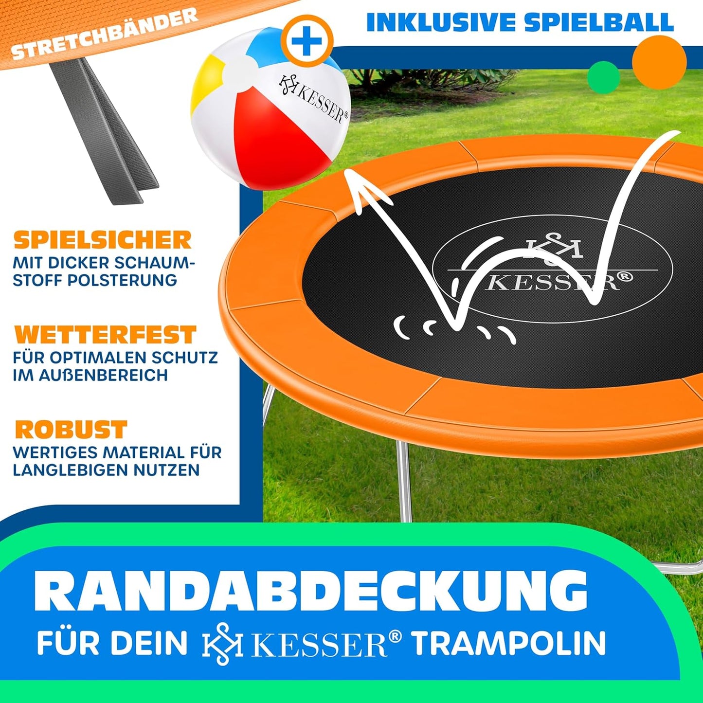 Trampolin Randabdeckung, Orange 366 cm