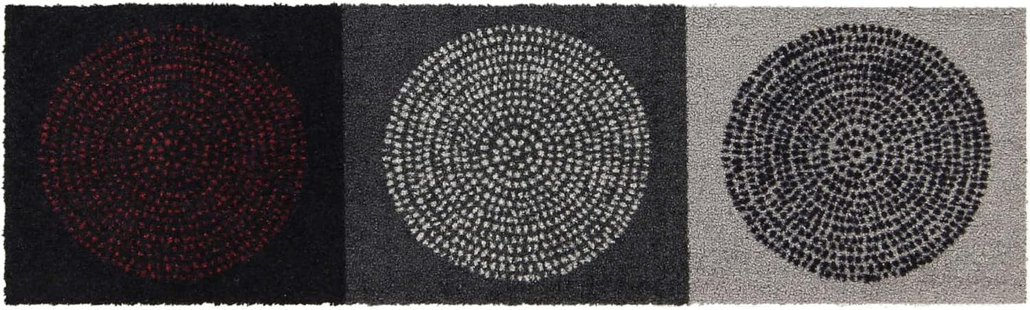 Rutschfeste Fussmatte Nestor mit Kreismuster, 30x100 cm Mehrfarbig