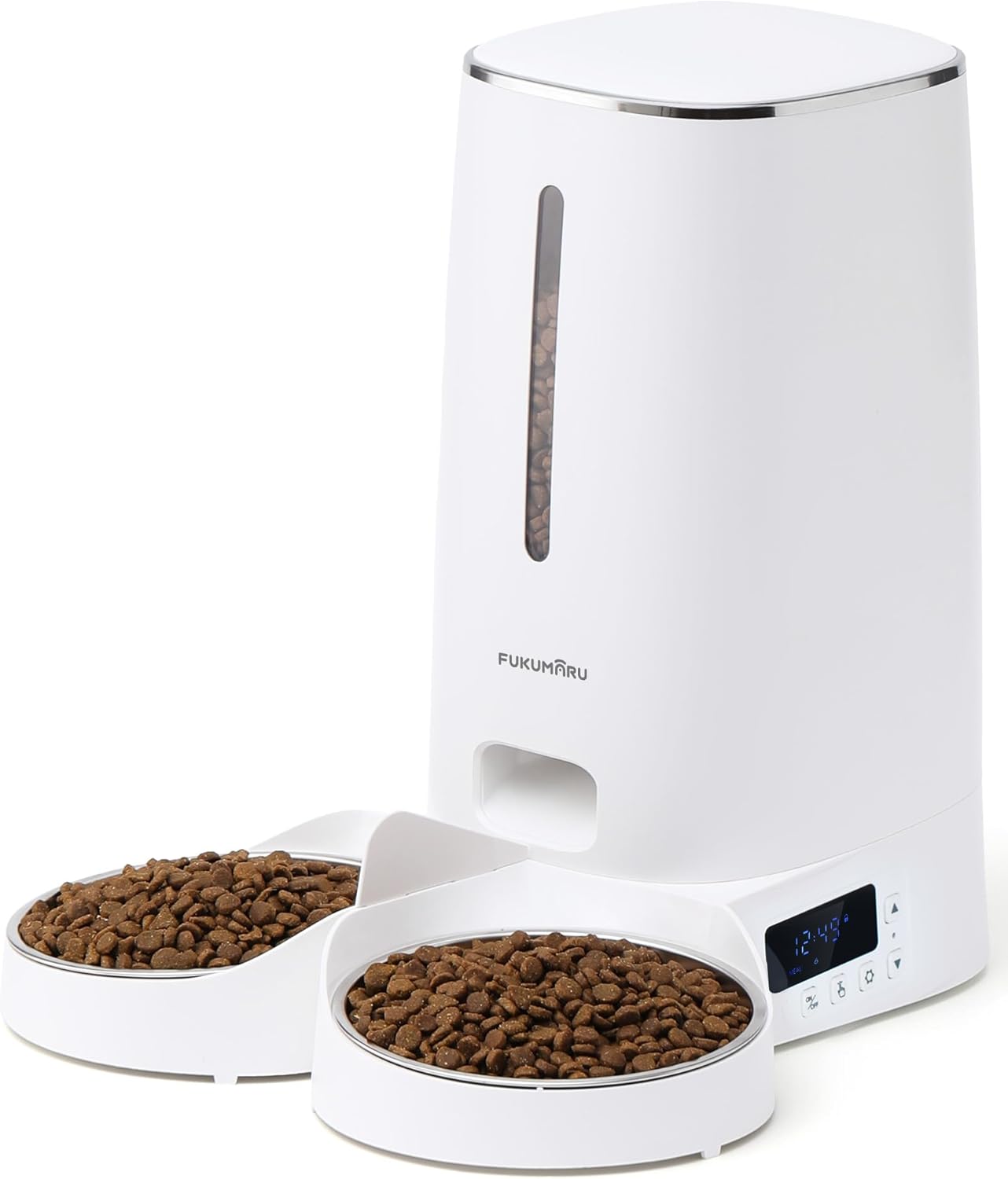 Automatischer Futterautomat für Katzen und Hunde, Weiss -Taste