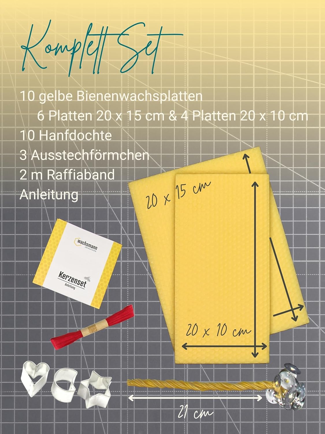 DIY Bienenwachskerzen Bastelset, Gelb