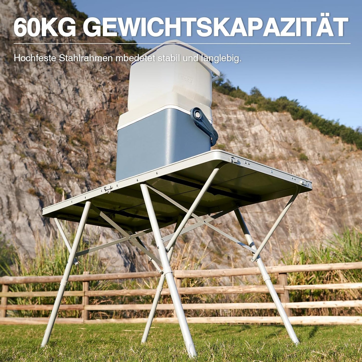 Faltbarer Campingtisch 120x60 cm, Silverl