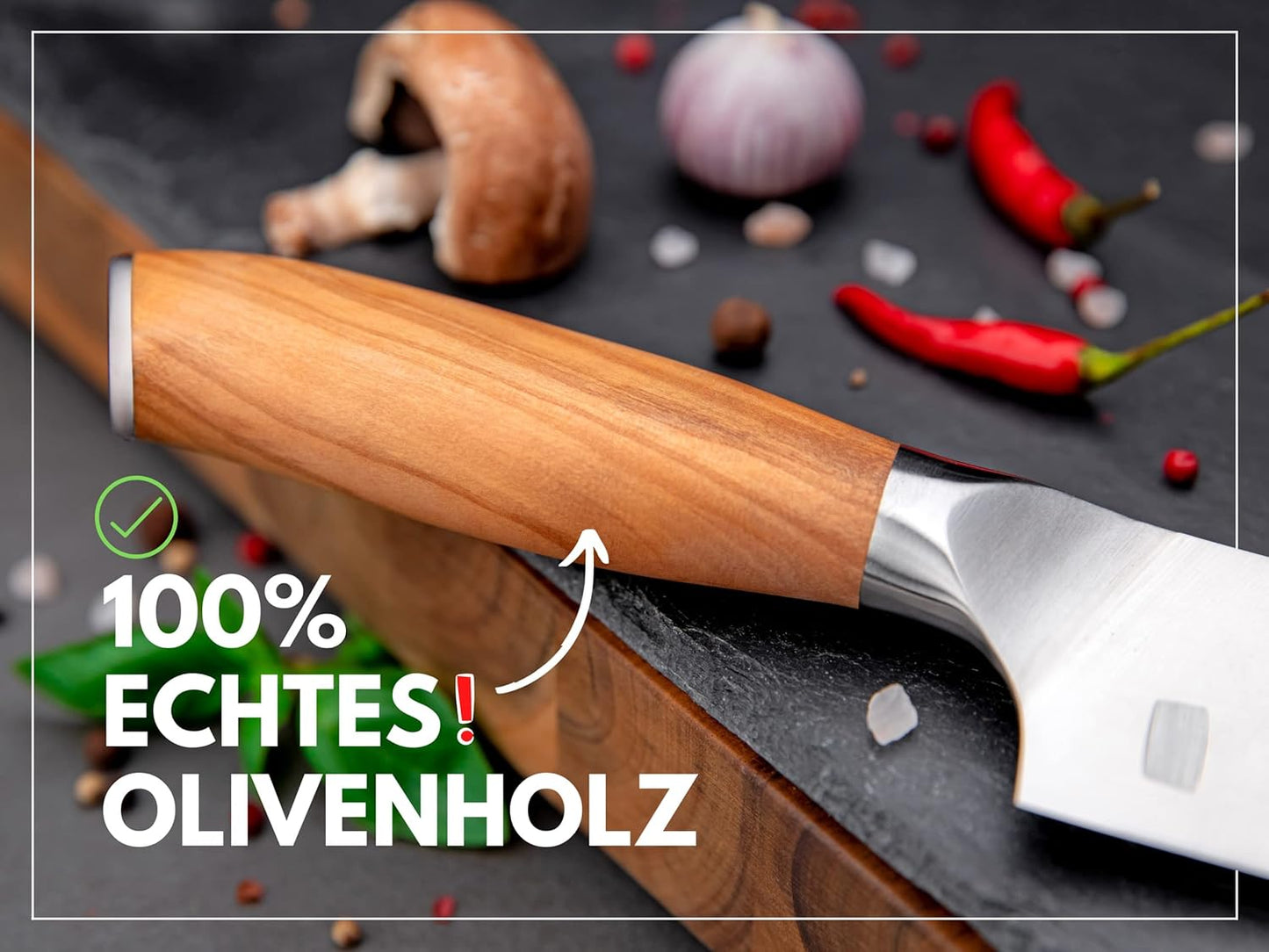 Santoku Kochmesser, Olivenholz