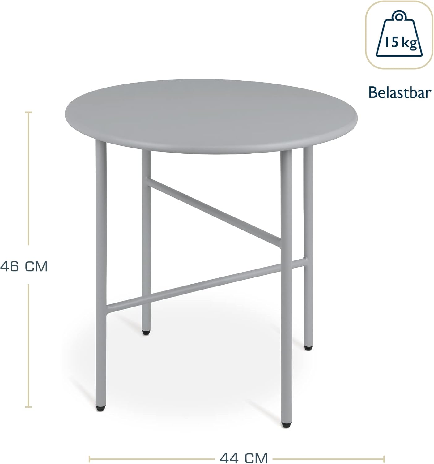 Runder Beistelltisch, Tischplatte: Ø 44cm - Höhe: 46cm Grau
