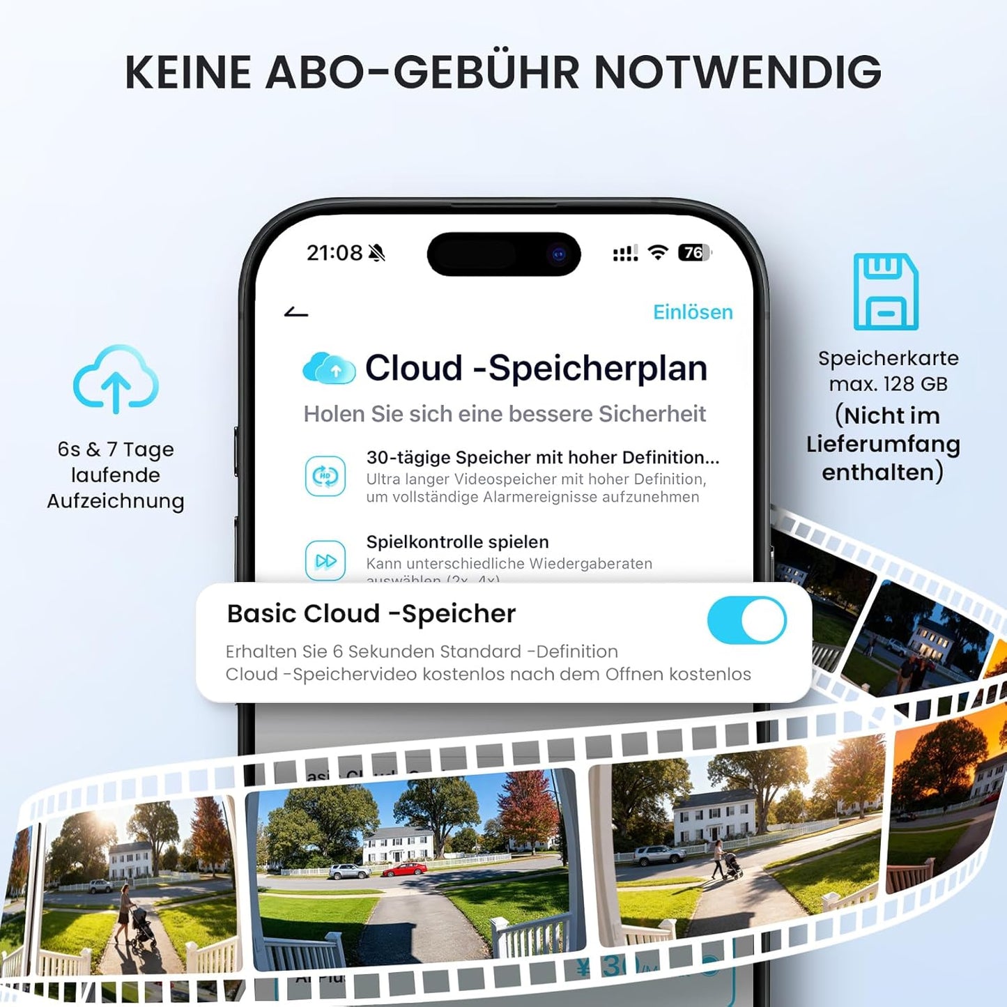 2K Video-Türklingel mit Kamera, kabellos, Weiß
