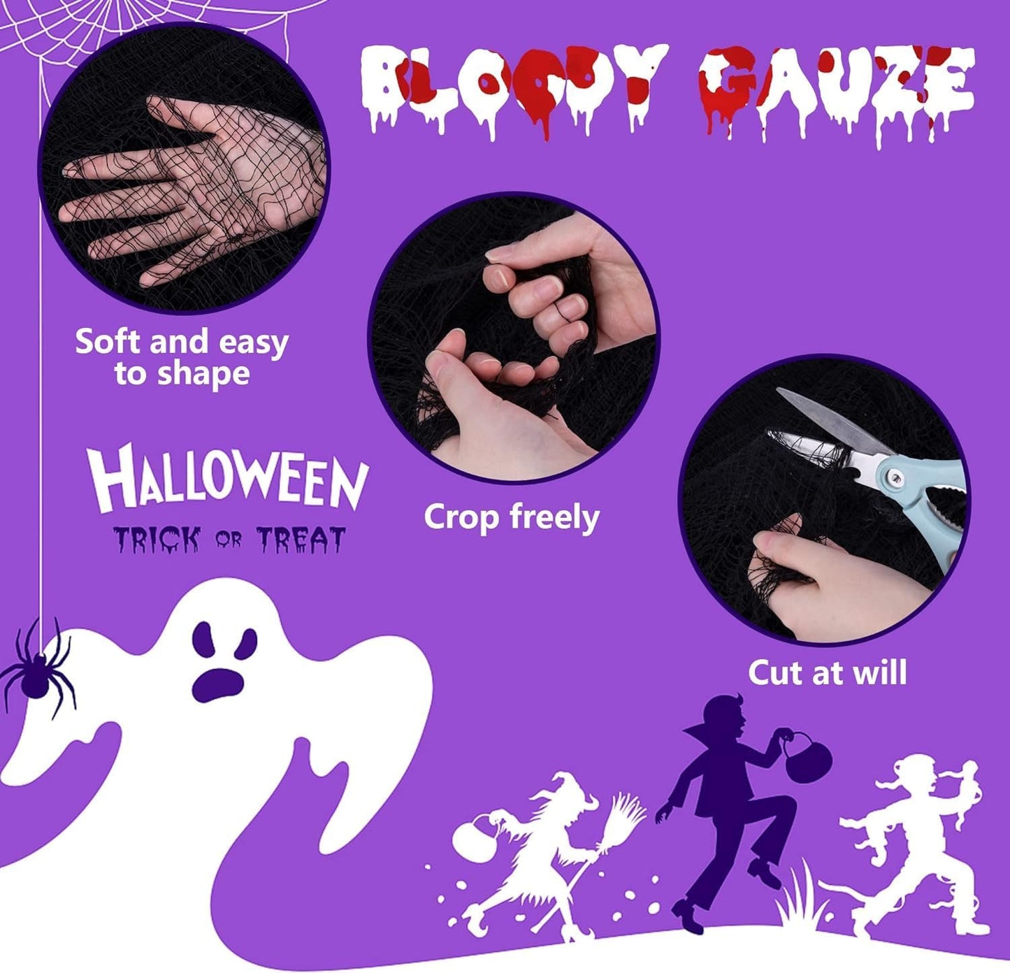Halloween-Stoff, Schwarz-1-12.7m