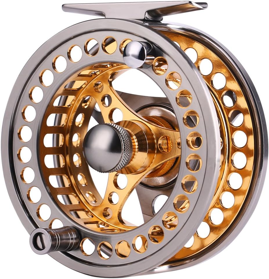 Fliegenfischen-Rolle mit CNC-Aluminium-Spule, gold , silber 7/8 Reel