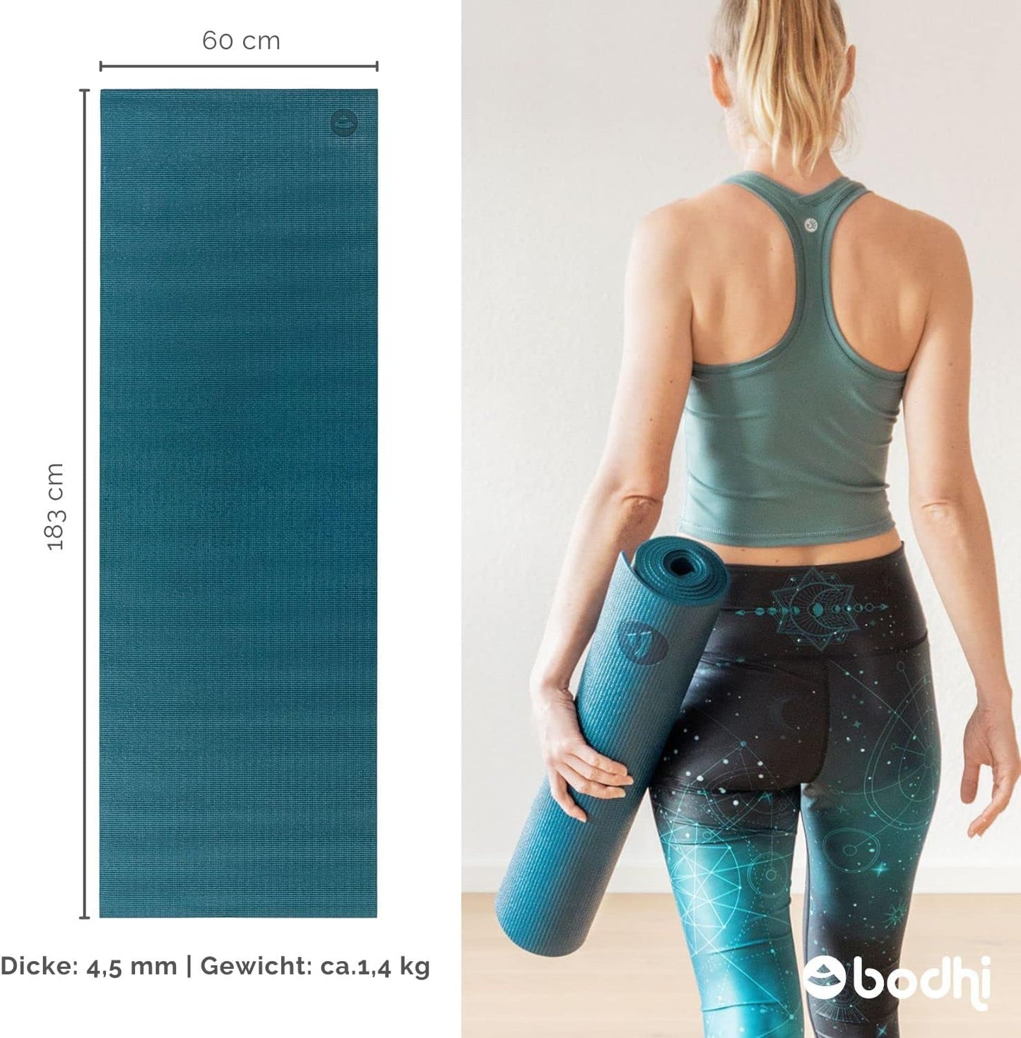 Rutschfeste Yogamatte Asana, waldgrün