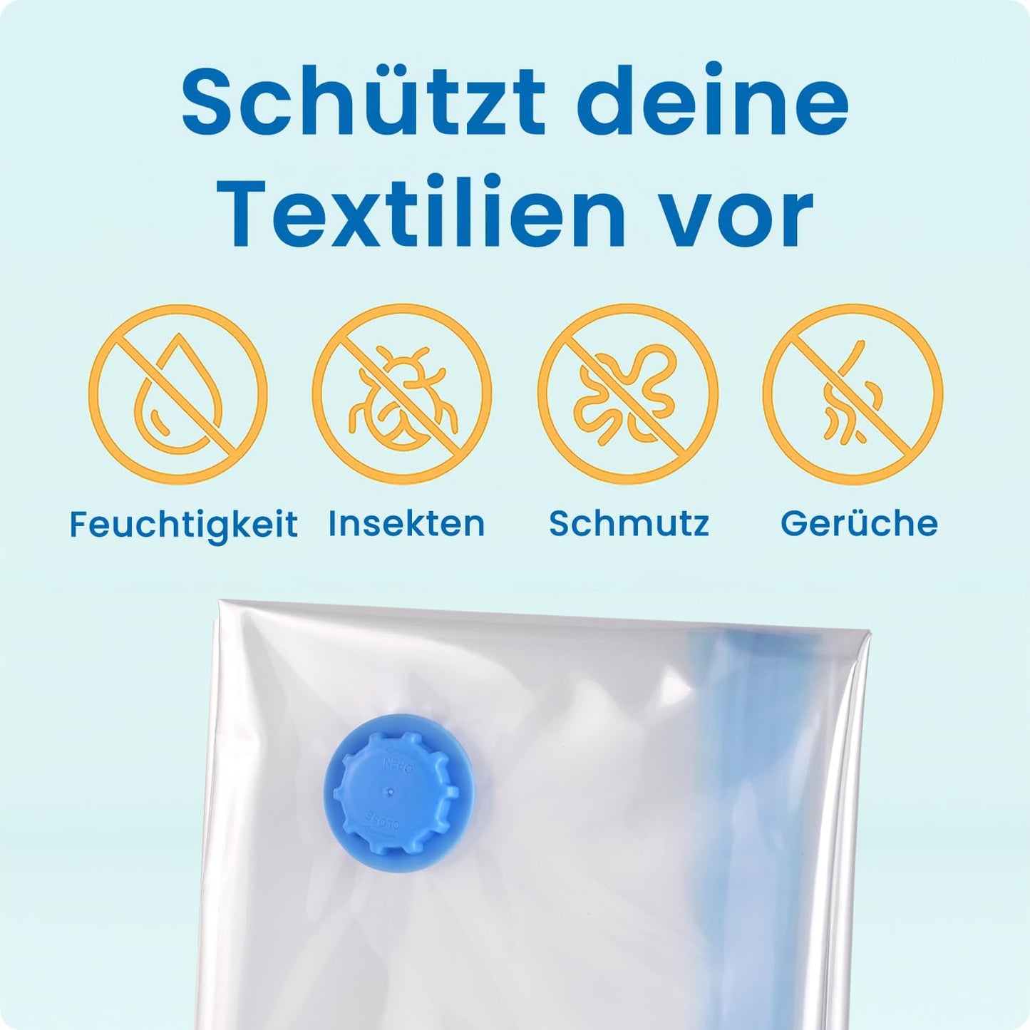 6-teiliges Vakuumbeutel-Set für Kleidung in 3 Grössen, 2 Jumbo - 2 XXL - 2 L (100µ) 6
