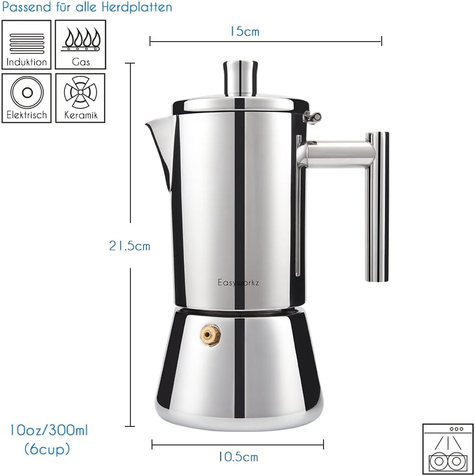Espressokocher für 6 Tassen, 300ml 300ml