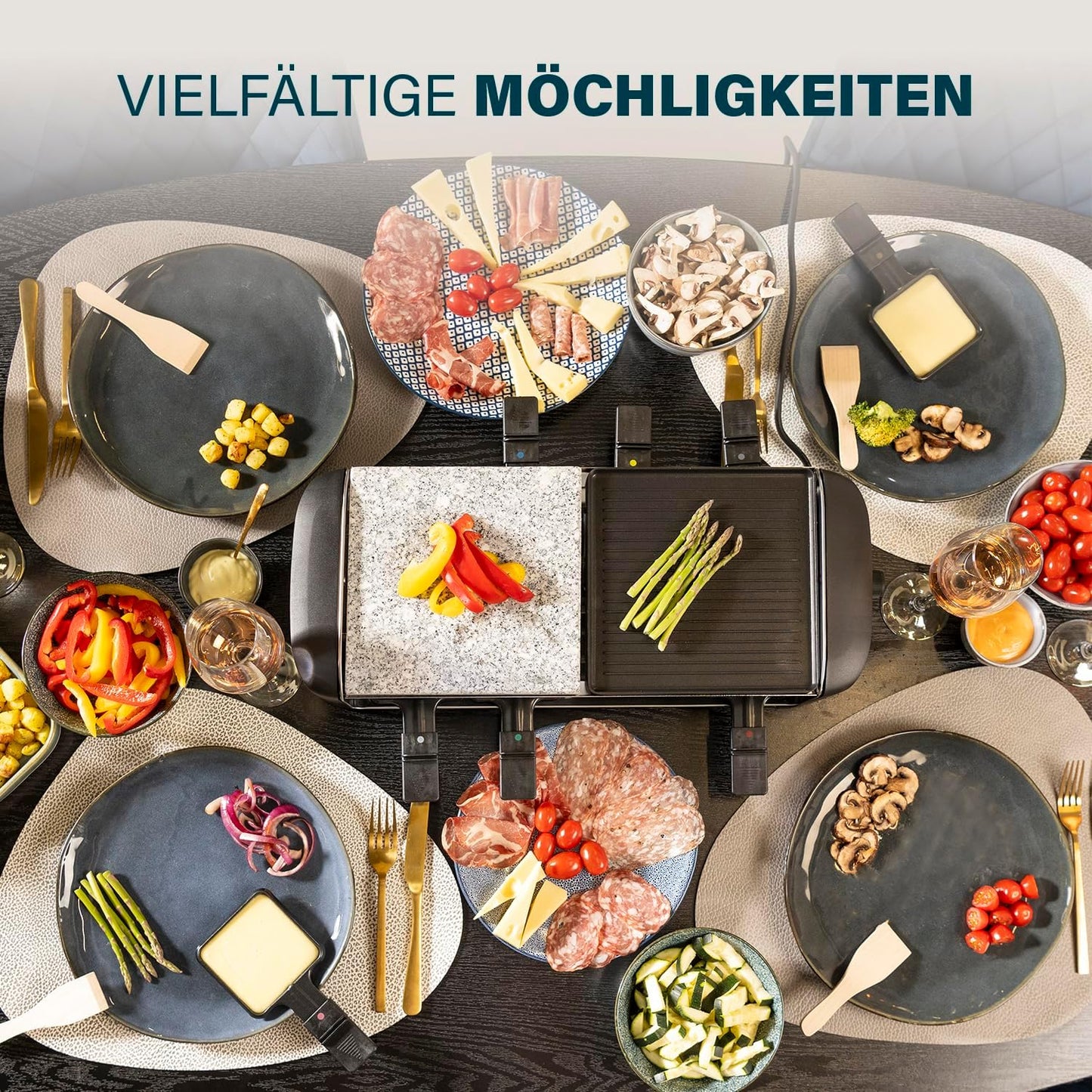 162820 Raclette 8 Stone & Grill Party, Steingrill, für 8 Personen