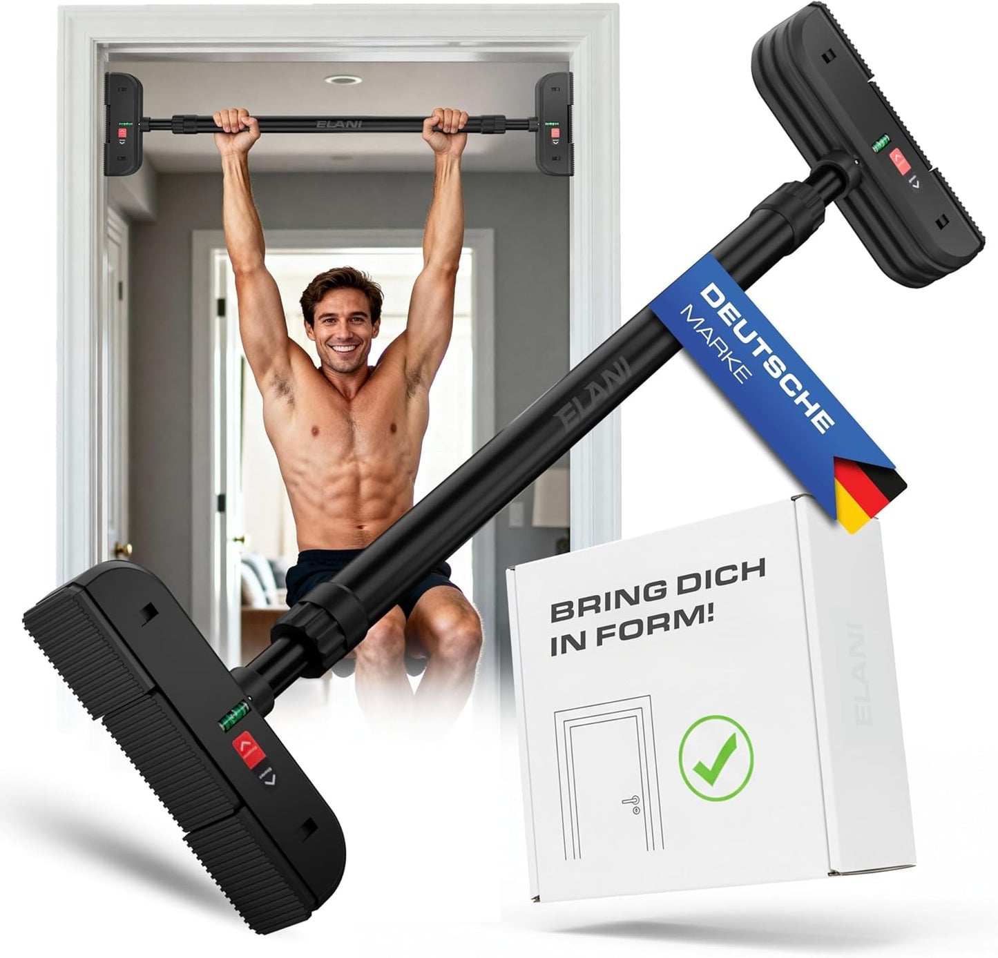Klimmzugstange für Türrahmen, Schwarz