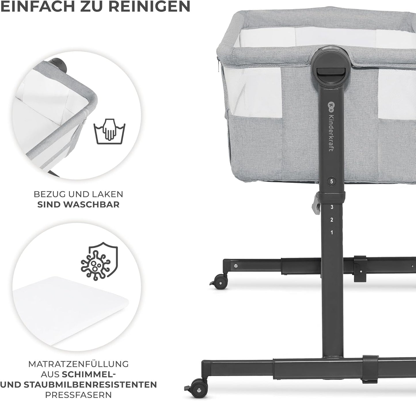 Neste Up 2 Beistell- und Reisebett mit Matratze, Neste Gray