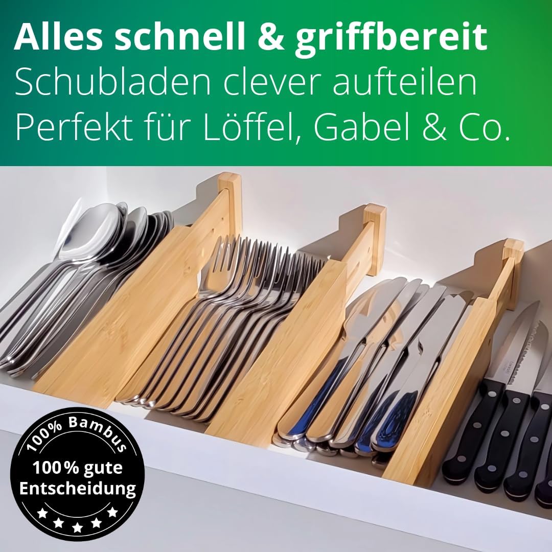 Verstellbare Bambus-Schubladentrenner, 36-47cm, ‎36-47cm