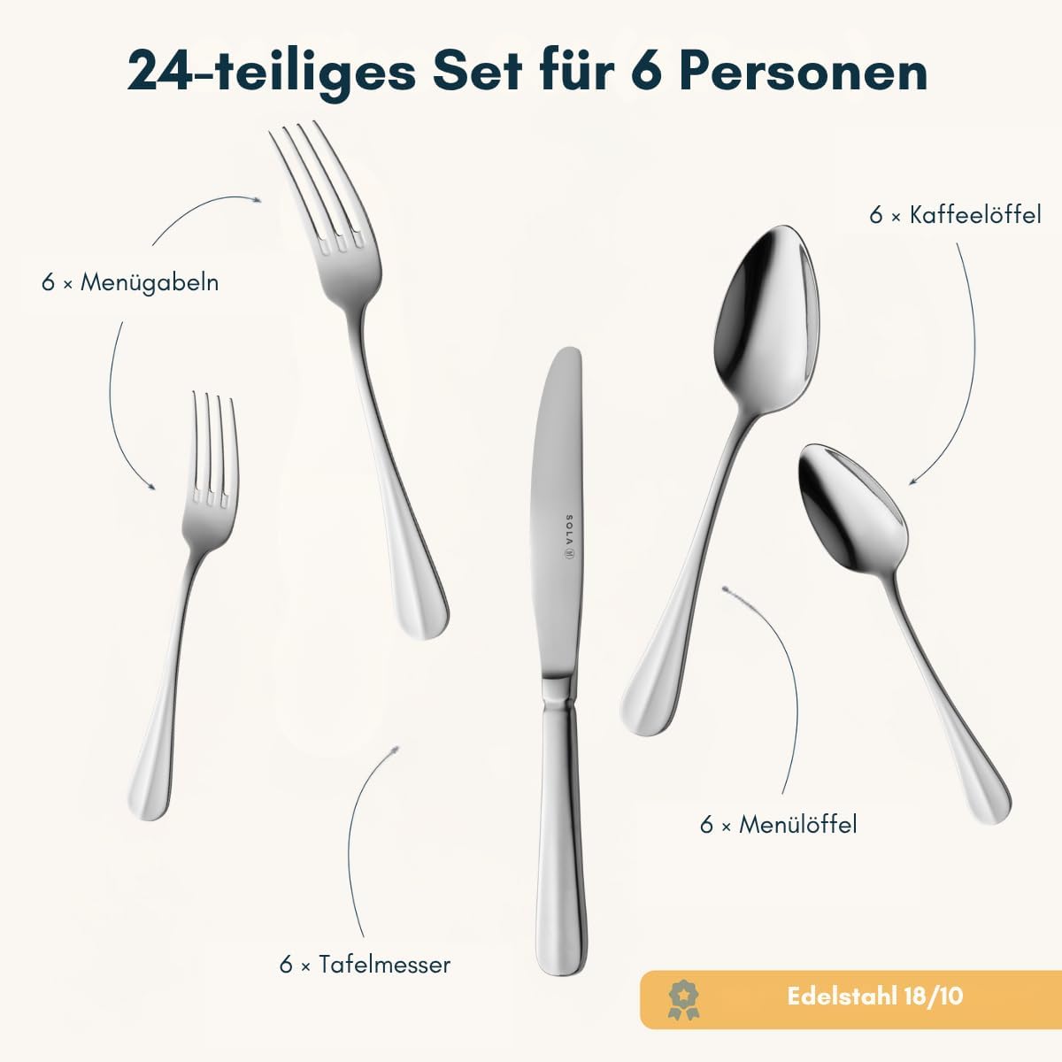 Essbesteck-Set Hollands Glad für 6 Personen, 6 Personen - 24 Teile Hollands Glad