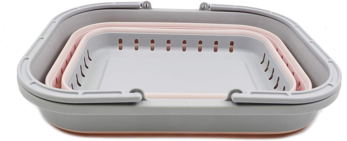 Faltbarer Tragekorb mit Griff, Grey/Pink 1